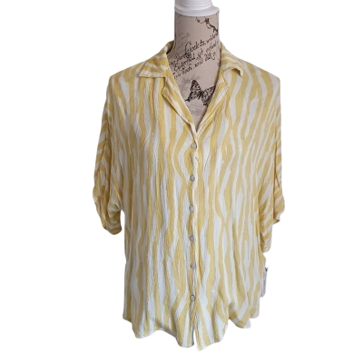 Rip Curl Womens  Size XXS Button Up Top Striped / White / Yellow  BNWT