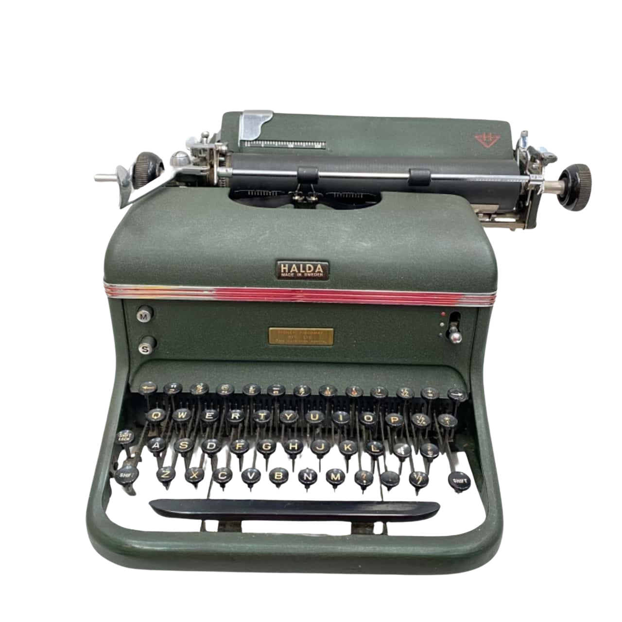 HADLA Green Typewriter In Working Condition 1956 Swiss Made (s)