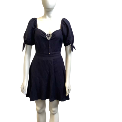 Tigerlily Womens  Size 10 Linen Blend Mini Dress Navy 