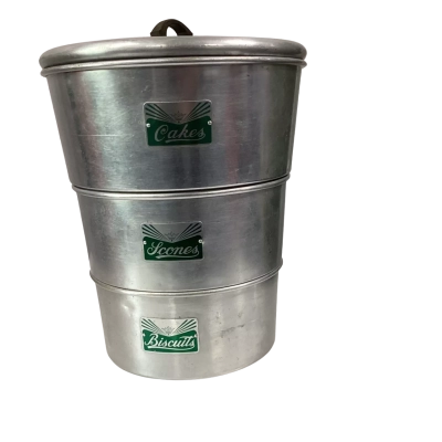Vintage Aluminium Stacking Tins