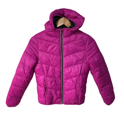 Lily & Dan Kids Size 10 Bright Pink Zip Front Hoodie Puffer Jacket 