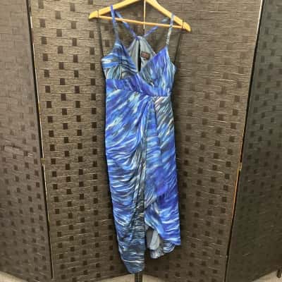 Wayne Cooper Womens  Size 10 Shoestring Strap Dress Blue 