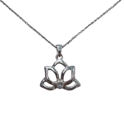  Women's Silver-toned Lotus Necklace 