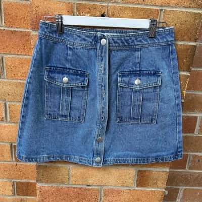 Atmos&Here Womens  Size 10 Denim Mini Skirt 