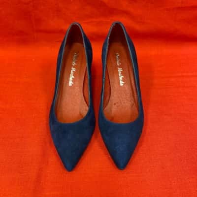  Womens Andre's Machado "Gold Leather Edition"   Size 33 Deep Midnight Blue Small Pumps Made in Spain