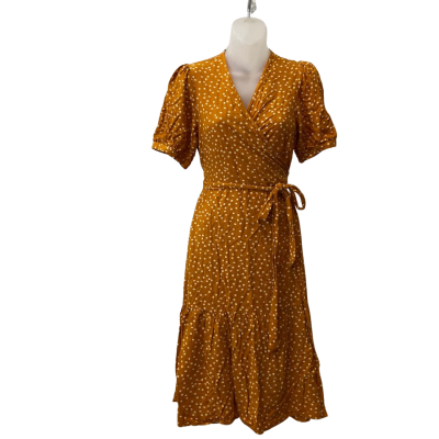 Princess Highway Burnt Orange Spotted Wrap Dress Size 10