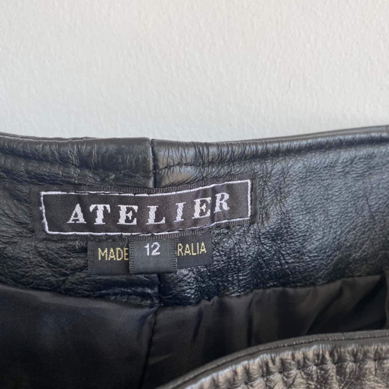 Atelier Black Leather Pants Australian Made Size 12(s)