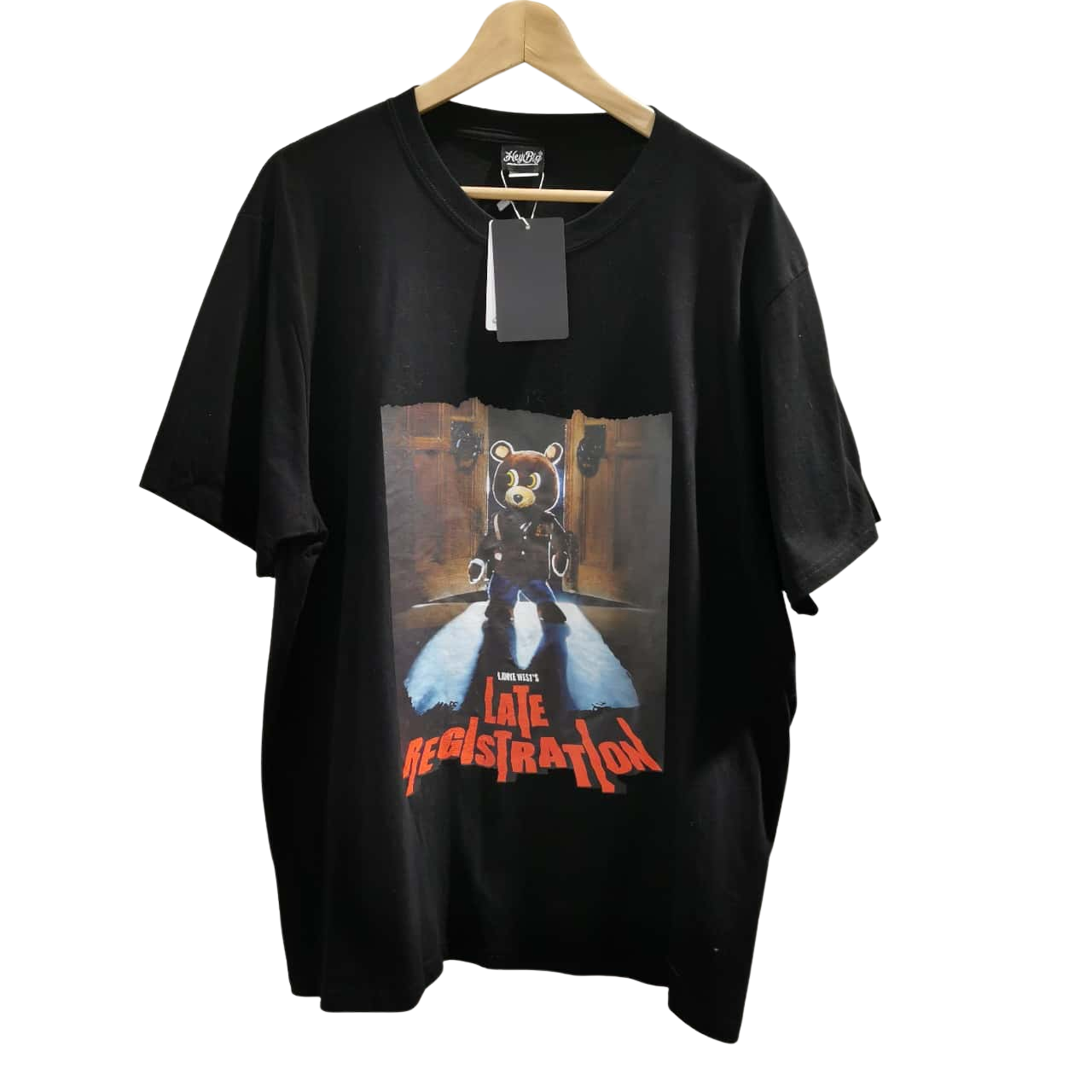 Hey Big. Mens Size XXXL Black short sleeve tshirt. "Lamye West's Late