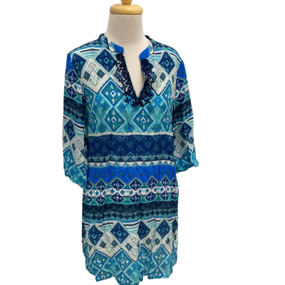 Blue Illusion Silk Kaftan.  Size S.  New with tags