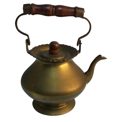 Vintage Brass kettle/teapot Wooden handle
