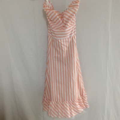 Review Womens  Size 10 Strapless Dress Coral / White 
