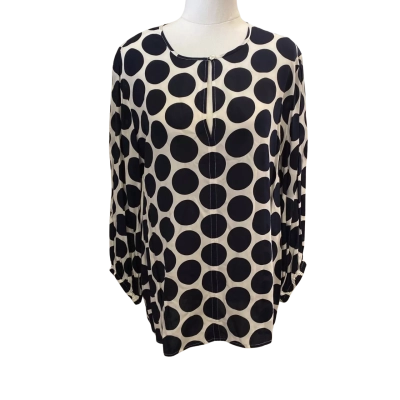 Trenery Womens  Size L 3/4 Sleeve Shirt Navy Blue / Polka Dot / White 