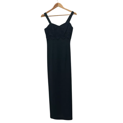  Vintage Purple Patch Womens  Size 8 Maxi Dress Navy Blue 