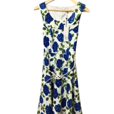 Review Womens  Size 12 Floral Dress Blue / Floral / Green / White 