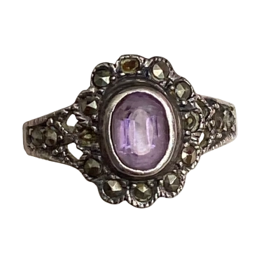 Vintage Sterling Silver and Amethyst Ring