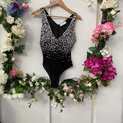  Womens  Size 12 / 3 Bodysuit Black  / Silver 