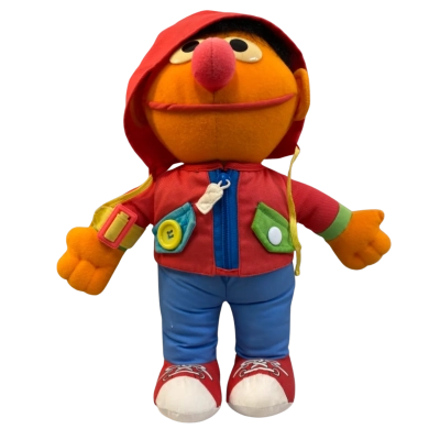 Vintage 1990 Sesame Street Dress Me Up Ernie Learn to Dress Plush Doll