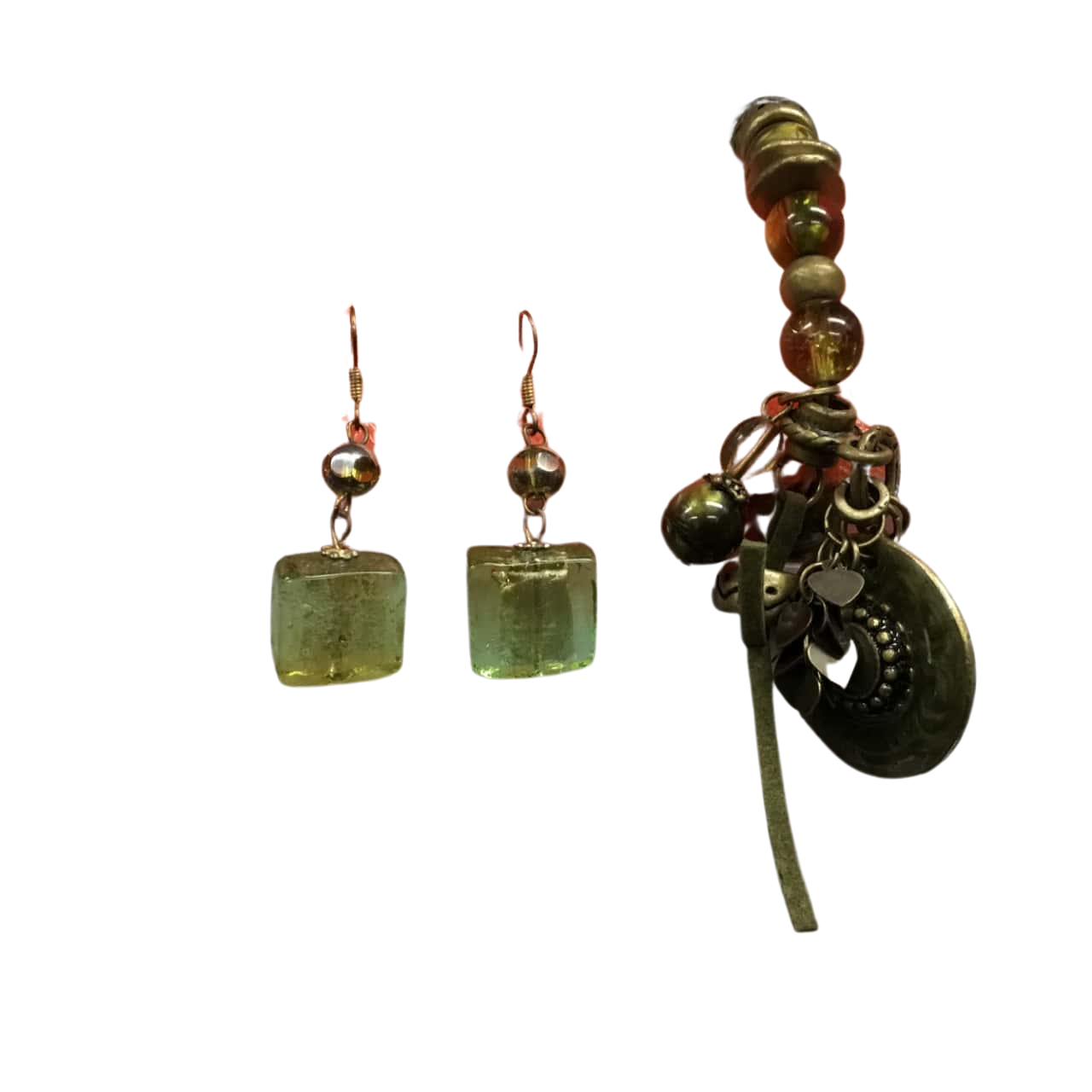 Green Hook Earrings & Bracelet