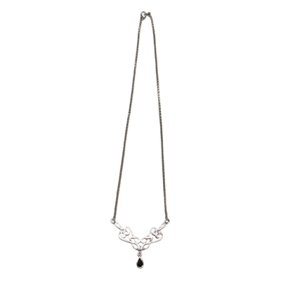 925 Silver Celtic Knot Necklace With A Black Onyx Stone - BNWT