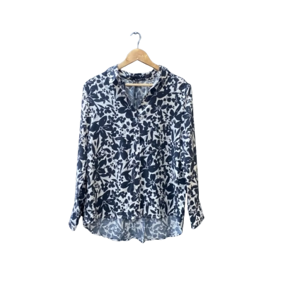 Vassalli Size 12 Long Sleeve Shirt Black/Floral/Multicoloured/Off White/Pattern BNWT