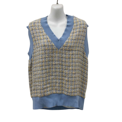 Zara Womens Vest Size M Blue / Checked / Cream 