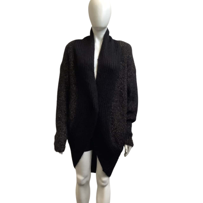 R.Jay Honey Womens Size L Wool & Mohair Blend Cardigan Black Mix