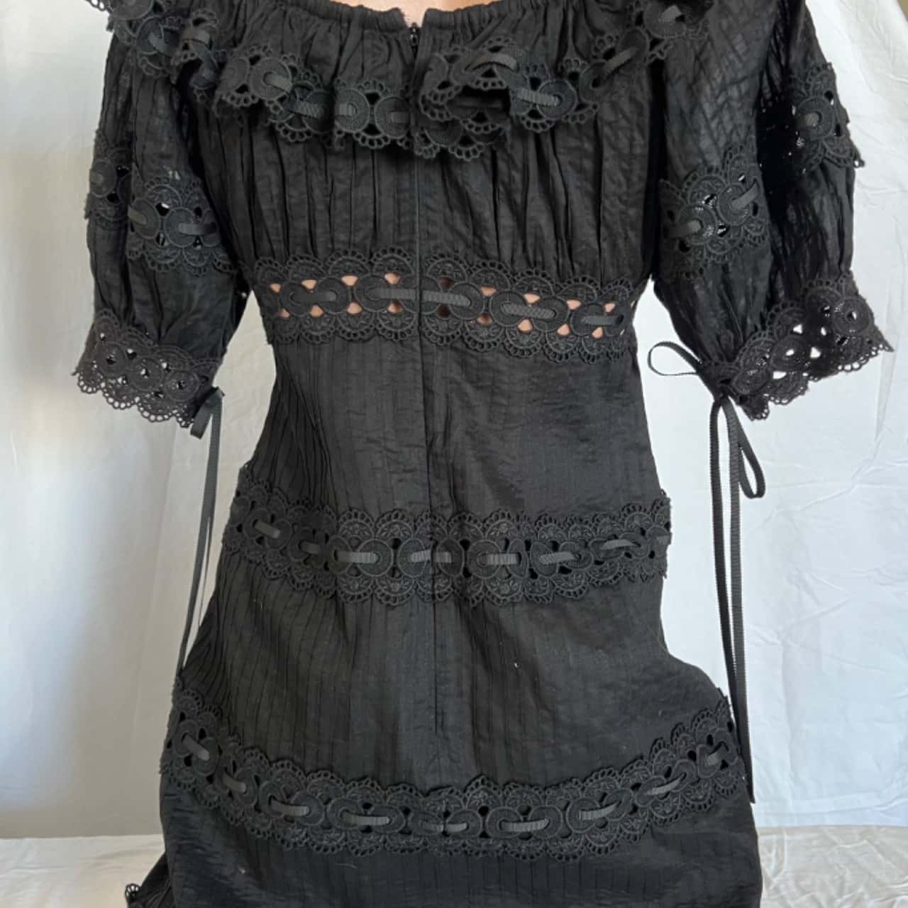 Zimmermann!!! Honour Pintuck Paneled Size 1 Mini Dress Black RRP $795(s) -  Used Good | Salvos Stores