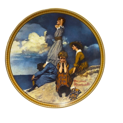 Rockwells Rediscovered Women's Series Collector Plate Waiting On The Shore