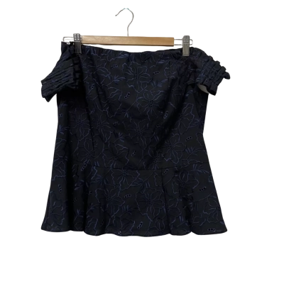 Veronika Maine Womens  Size 12 Off-the-shoulder Top Navy Blue 