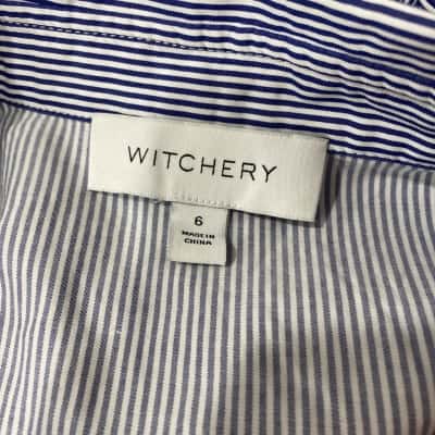 Witchery Womens  Size 6 Casual Dress Blue / Pinstriped / White 