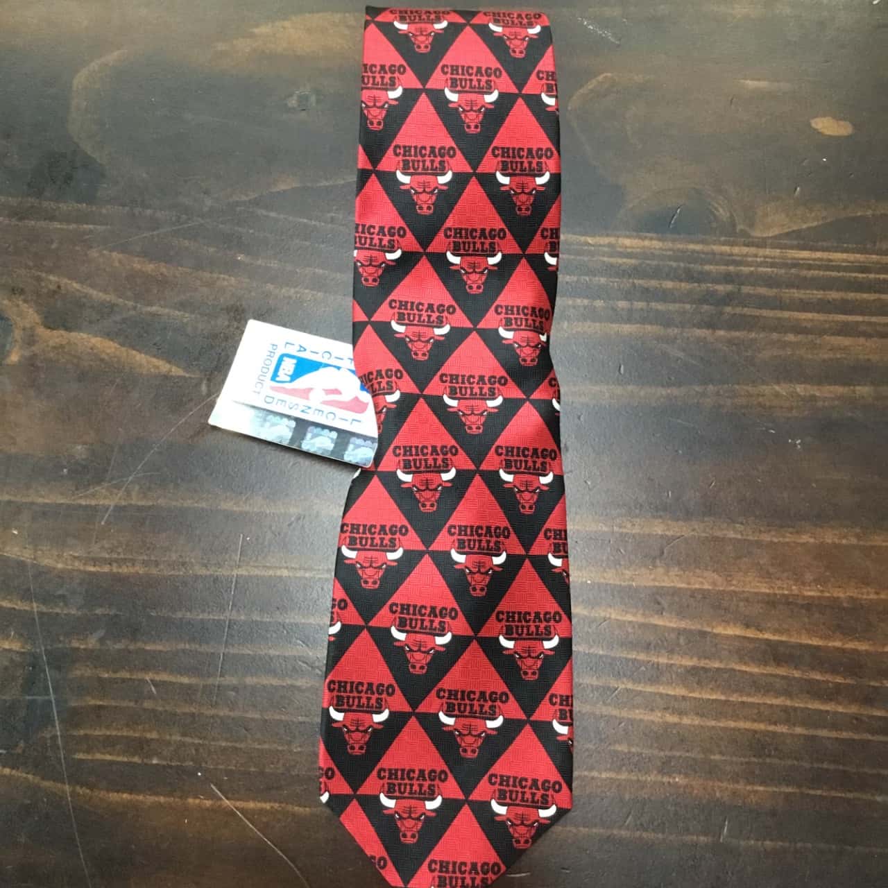 NBA Mens Ties Chicago Bulls Black / Pattern / Red NWT
