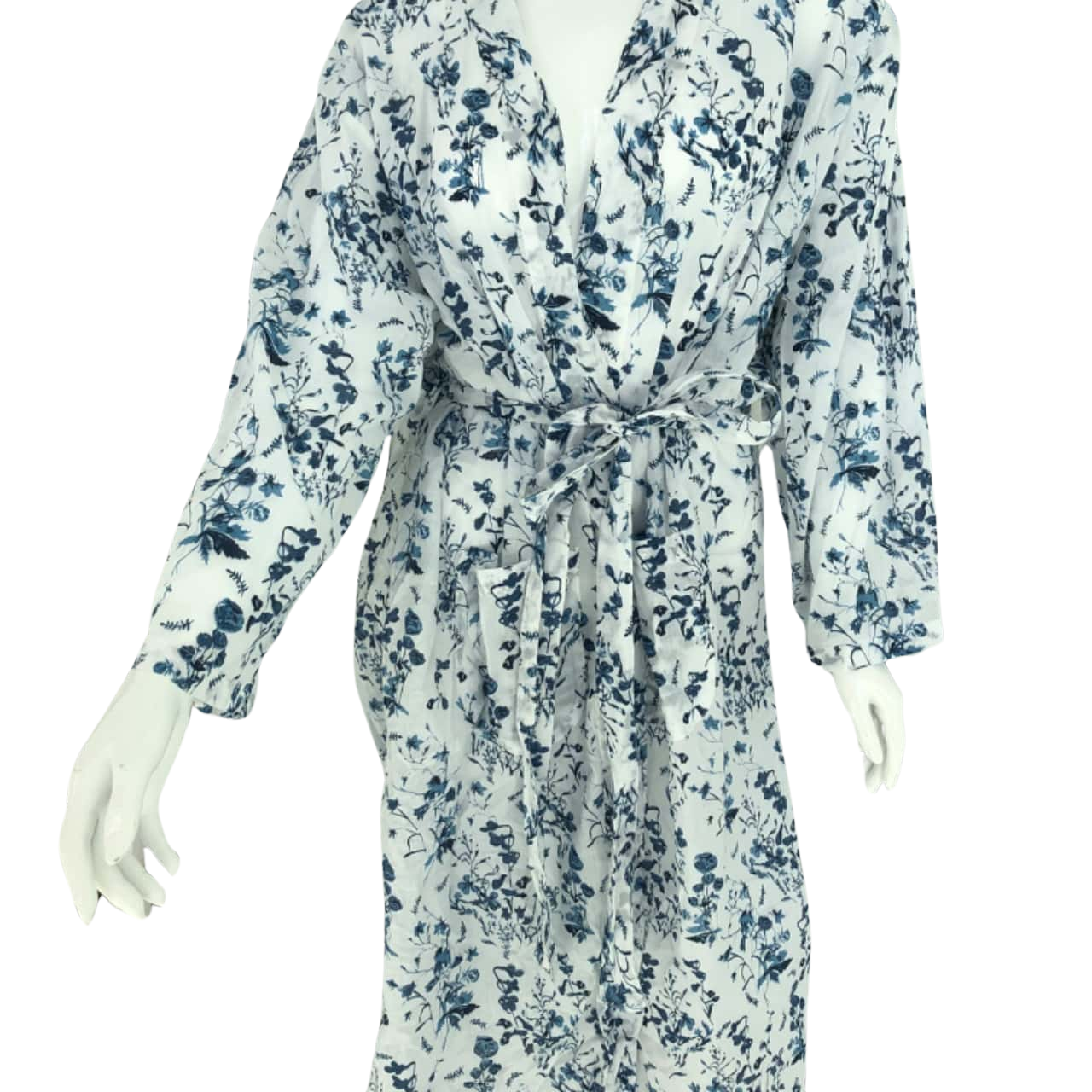 BNWT 100 Cotton Blue & White Floral Robe/Kimono