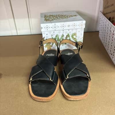 Rollie Womens Size 37 Sandals Black  