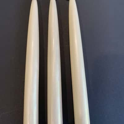 3 Vintage 8" White Pearlised Lucite Taper Candles