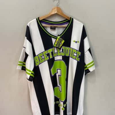 Warner Bros. Movie World Official Beetlejuice Mens Size XXXL Jersey Black  / Green / Purple / White 