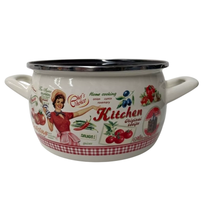Metallic enamel cookware pot porcelain enamel retro design