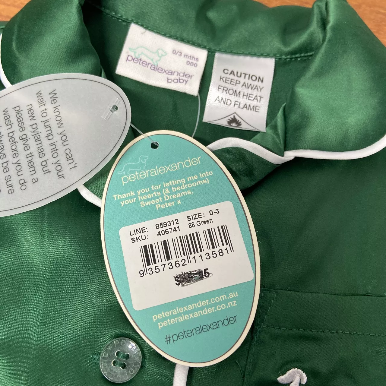 Peter Alexander Kids Size 0-3m Emerald green PJs - New With Tags ...