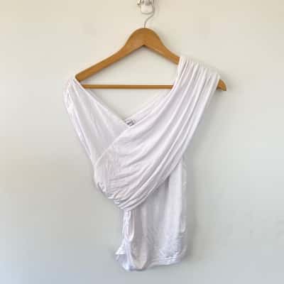 Atmos&Here White Molly Drape One Shoulder Top  Size 12 