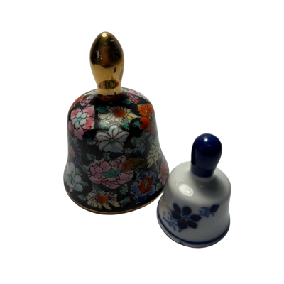 Enamel Cloisonné Bell & Deft Blue & White Miniature Bell Lot