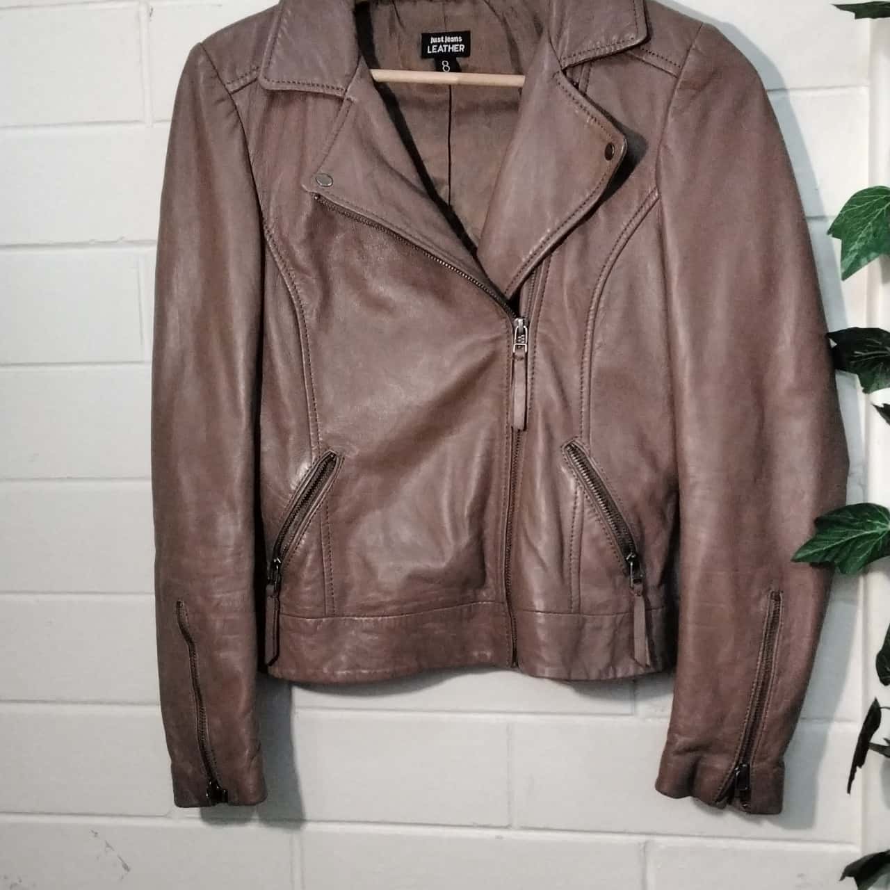 Jeans Womens Size 8 Leather Brown Jacket