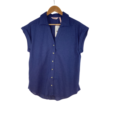 Millers Woman - Navy Linen Blend Shirt (Size 10)