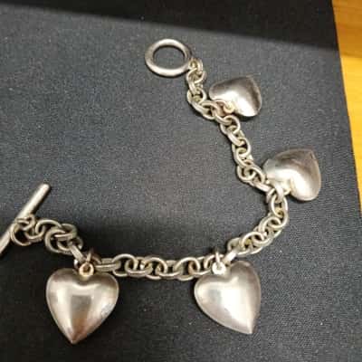   925 Silver ITALY  Heart Womens Bracelet 