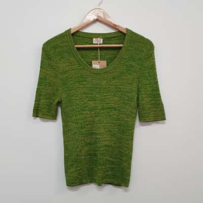 Gorman Women's Size 14 Mabel Knit Top Green Marl - New With Tags