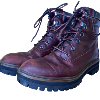 Timberland Womens 6-Inch Premium Waterproof Boots Size 7 Black  / Maroon 