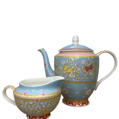 Maxwell Williams Cashmere Fine Bone China Enchante Jacqueline Teapot and Creamer