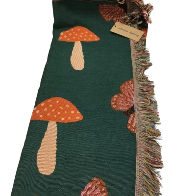 Princess Highway Teal Butterfly & Mushrooms Throw Rug - BNWT - RRP$58