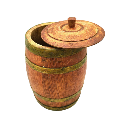 Dutch Wooden Cigar Barrel, Schimmelpenninck Marca Selecta - Humidor, Tobacco Jar from the 1940s - 50s  Height 20cm x 15cm Diameter (office)