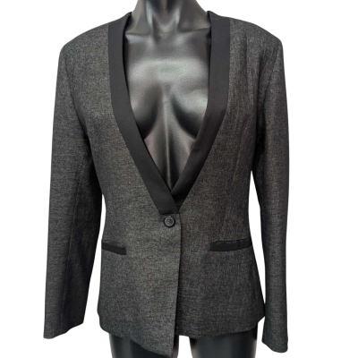 Farage Womens Wool Blazer Black  / Grey / Size 12