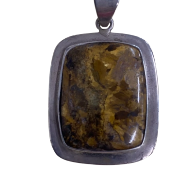 Womens vintage Stirling silver & Pietersite stone 3.5x5.5cm