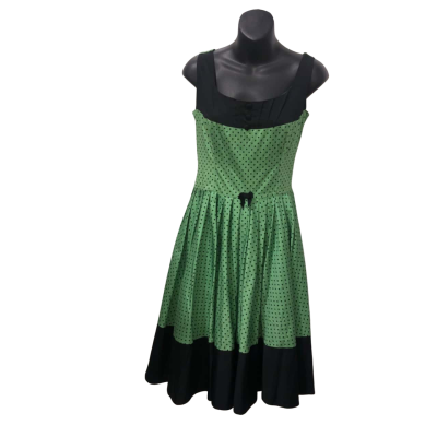 Kitten D'Amour Green and Black Polka Dot Dress  Size 14